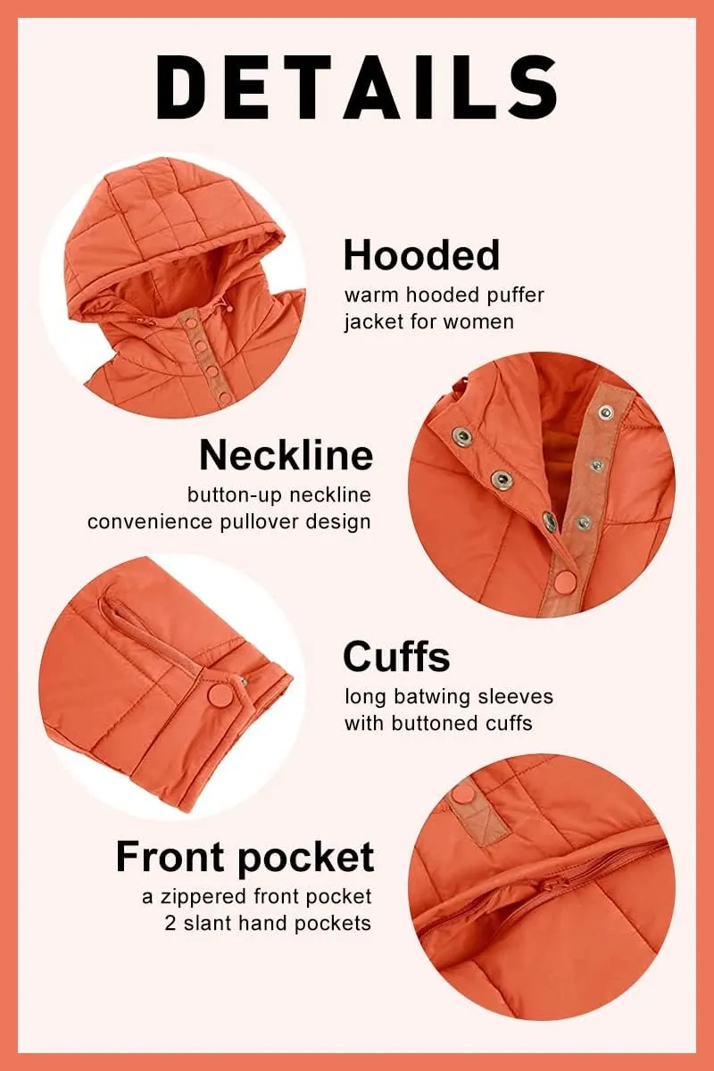 chouyatou Women's Quilted Pullover Puffer Jacket Packable Hooded Oversize Winter Coat Tops