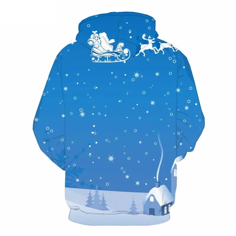 Christmas Sweatshirts men Deer Hoodie Print Santa Claus Sweatshirt Printed Snow 3d Printed