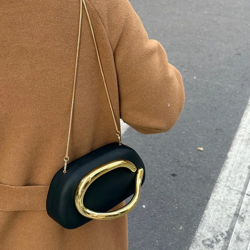 Clutch Purses for Women Gold Metal Evening Clutch Handbag Retro Burgundy Purse Chain Crossbody Bag Chic Party Bag