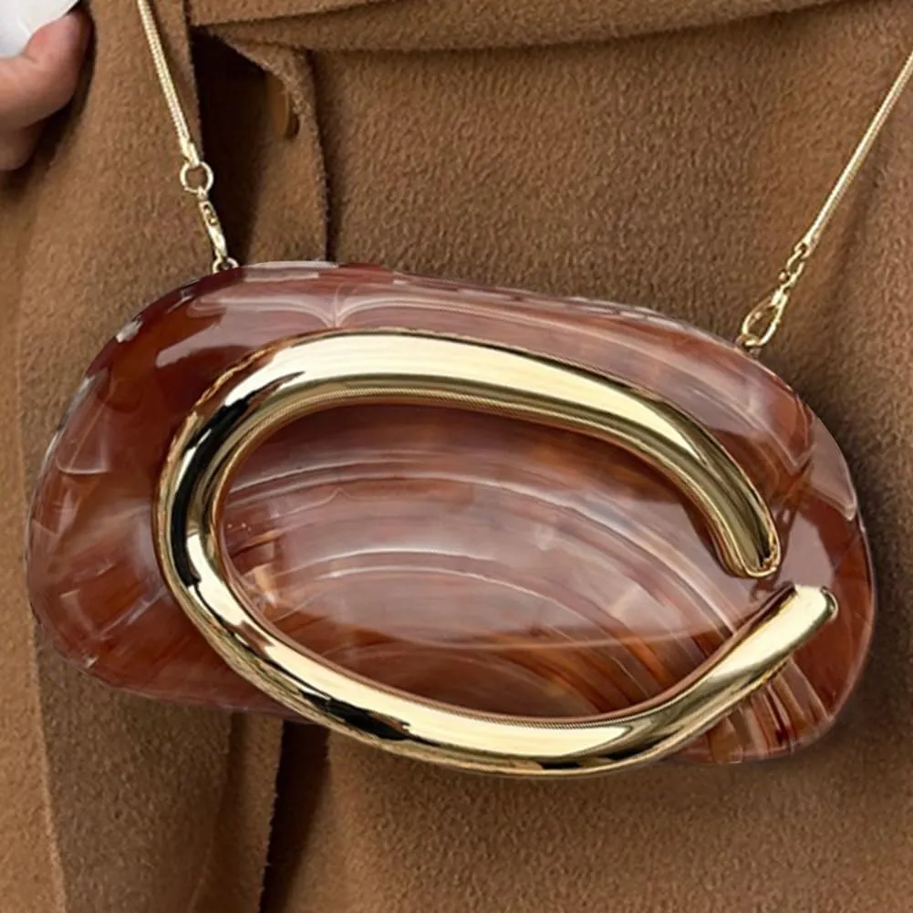 Clutch Purses for Women Gold Metal Evening Clutch Handbag Retro Burgundy Purse Chain Crossbody Bag Chic Party Bag