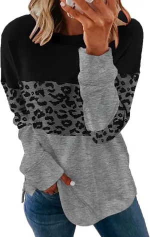 CNFUFEN Womens Casual Crewneck Sweatshirt Long Sleeve Pullover Tops Fall Fashion Clothes