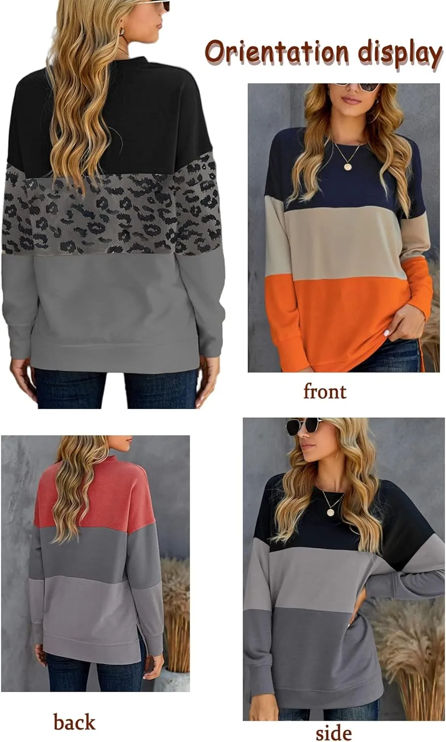 CNFUFEN Womens Casual Crewneck Sweatshirt Long Sleeve Pullover Tops Fall Fashion Clothes