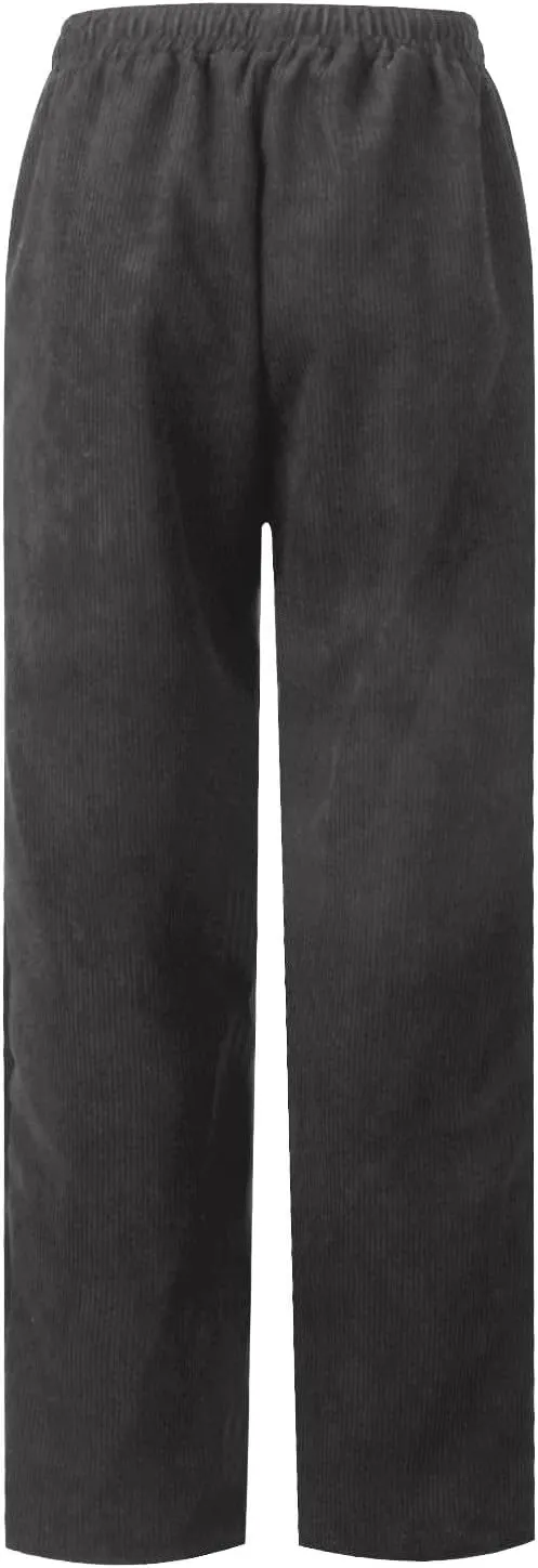 Corduroy Pants Women High Waisted Drawstring Casual Straight Leg Pants Loose Comfy Lounge Pants Trousers with Pockets