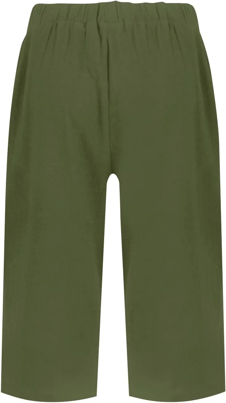 Cotton Linen Capri Pants for Women Trendy Summer High Waisted Lounge Pants Loose Straight Leg Trousers with Pockets