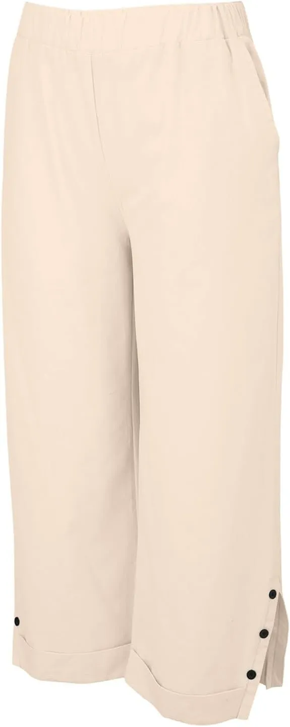 Cotton Linen Capris Pants for Womens 2025 Knee Length Summer Straight Leg Loose Beach Shorts Trouser with Pocket
