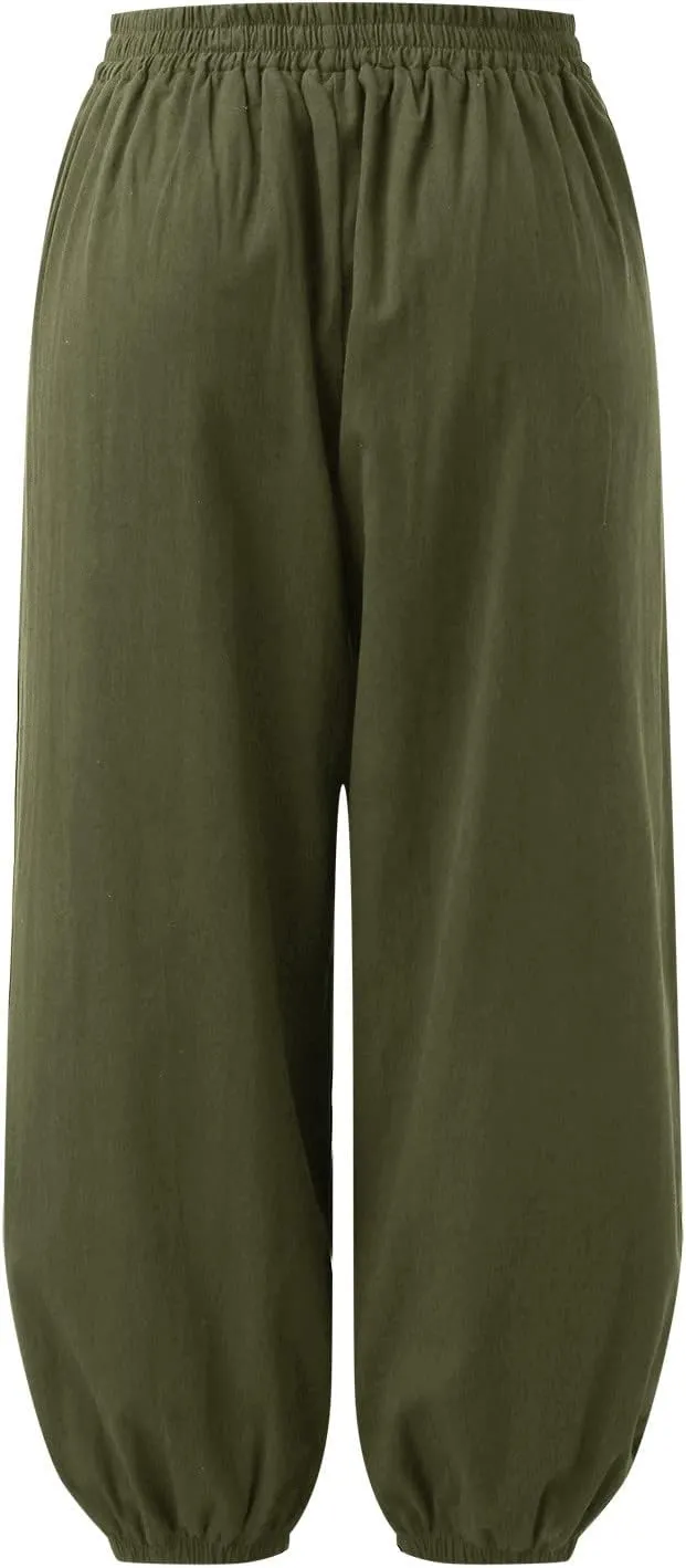 Cotton Linen Palazzo Pants for Women High Waist Loose Trousers Summer Boho Beach Slacks 2025 Solid Baggy Comfy Outfit