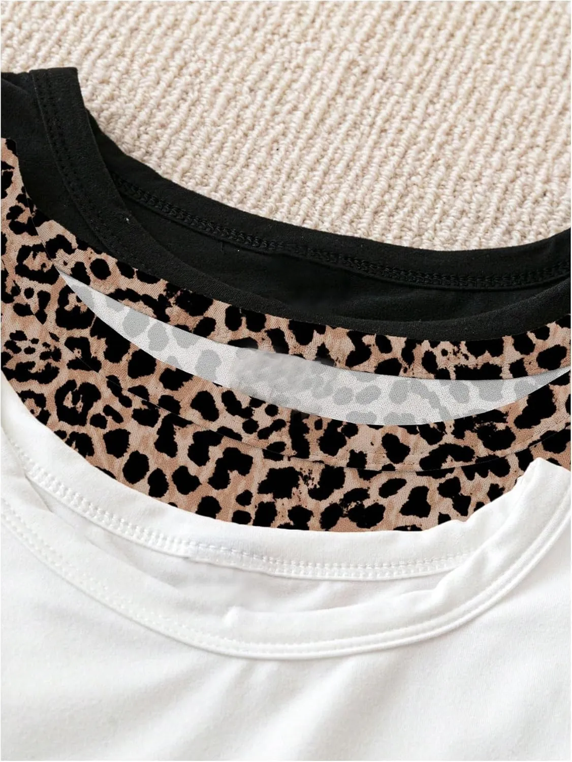 COZYEASE Women's 3 Packs Plus Size Leopard Tank Top Sleeveless Slim Fit Casual Basic Tops Undershirts