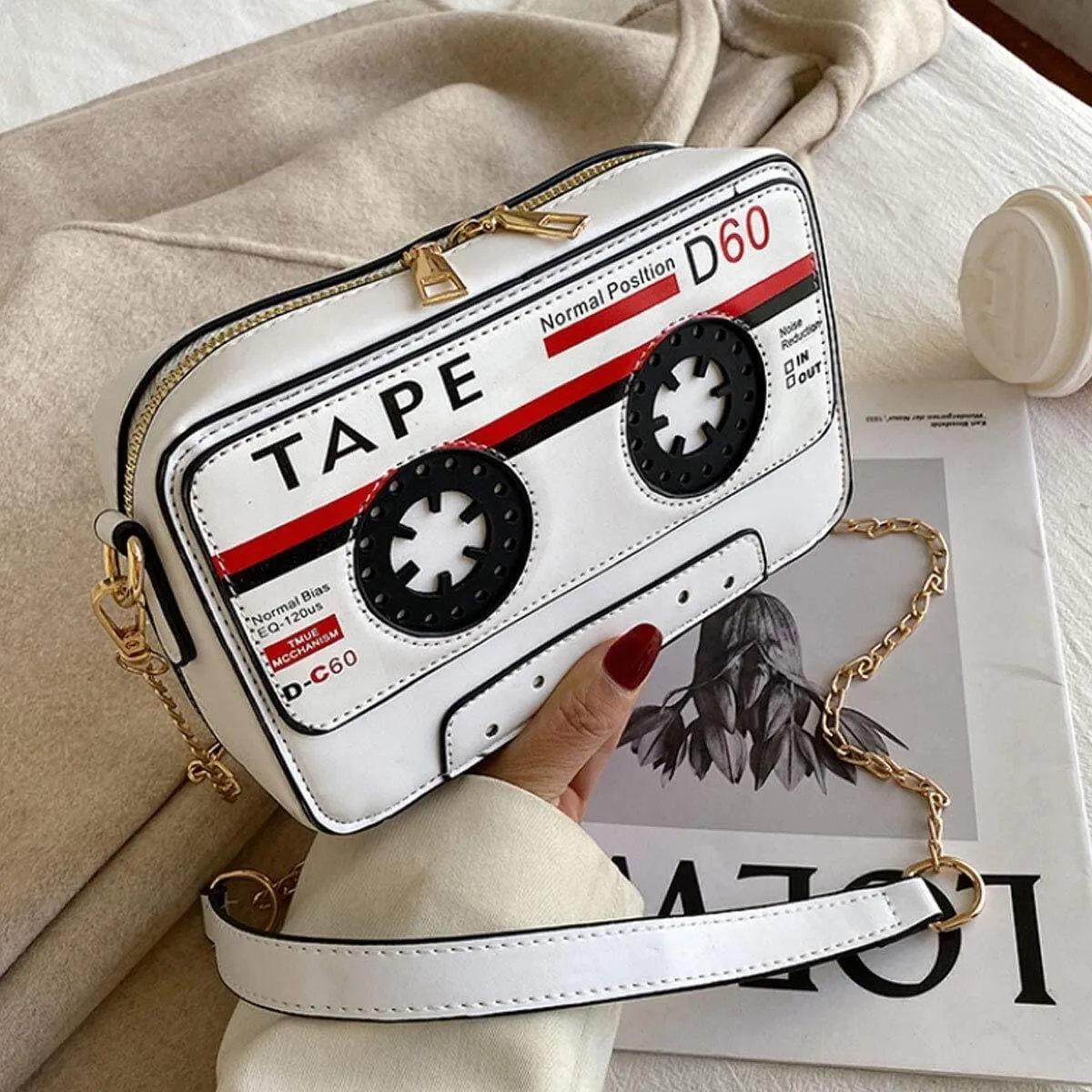 Crystal Inlaid Bling Crossbody Shoulder for Graduation Wedding Party Retro Cassette Evening Clutch Purse