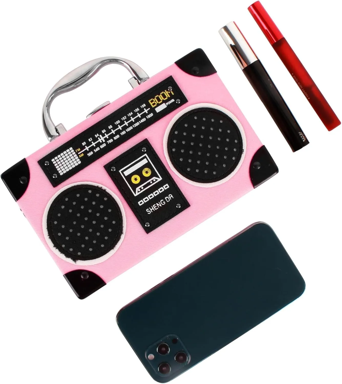 Crystal Inlaid Bling Crossbody Shoulder for Graduation Wedding Party Retro Cassette Evening Clutch Purse