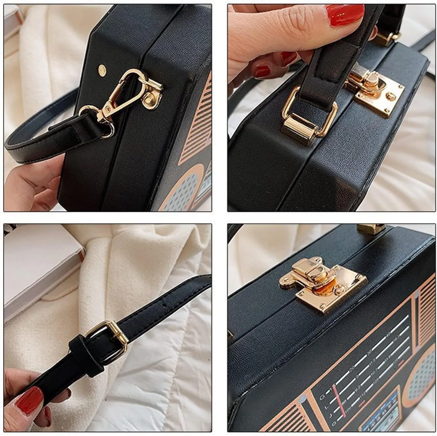 Crystal Inlaid Bling Crossbody Shoulder for Graduation Wedding Party Retro Cassette Evening Clutch Purse