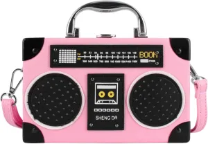 Crystal Inlaid Bling Crossbody Shoulder for Graduation Wedding Party Retro Cassette Evening Clutch Purse