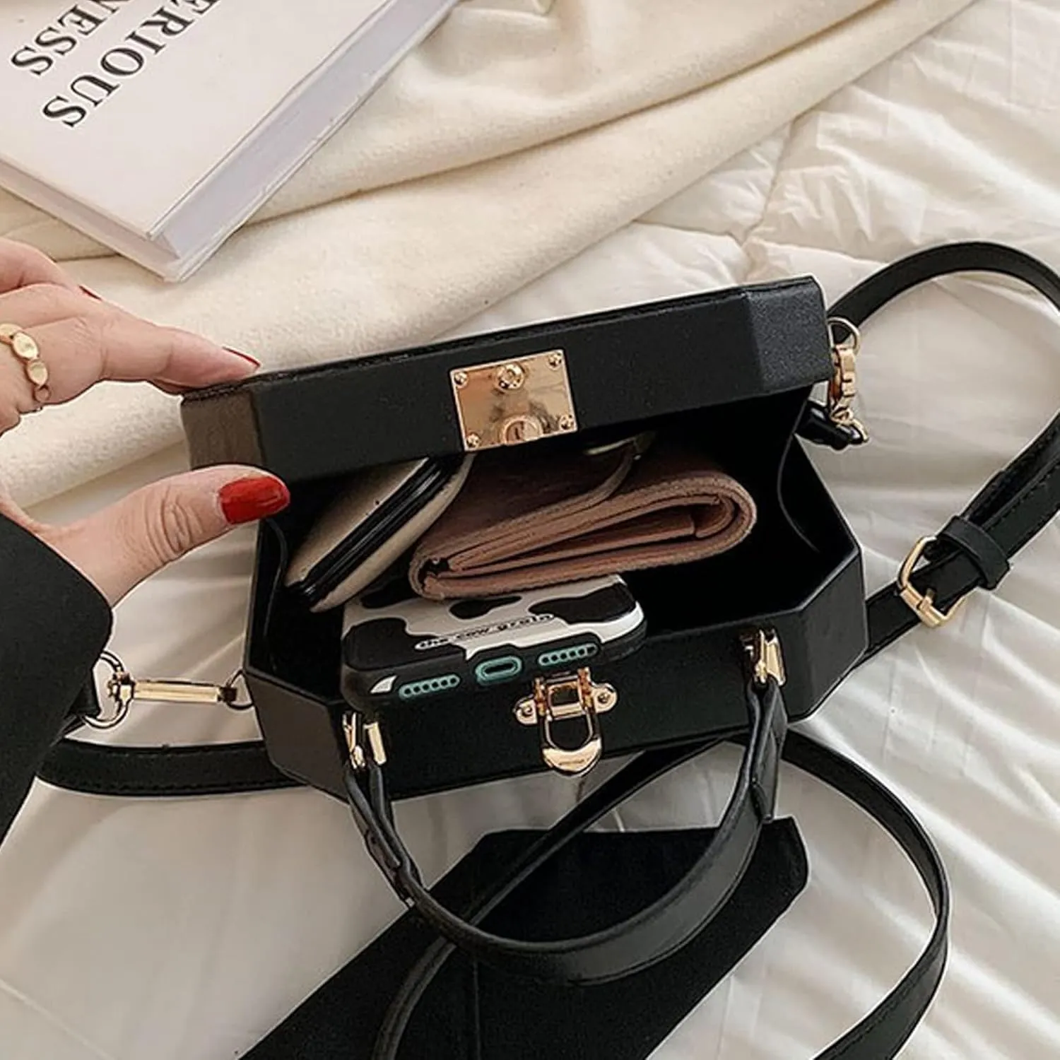 Crystal Inlaid Bling Crossbody Shoulder for Graduation Wedding Party Retro Cassette Evening Clutch Purse