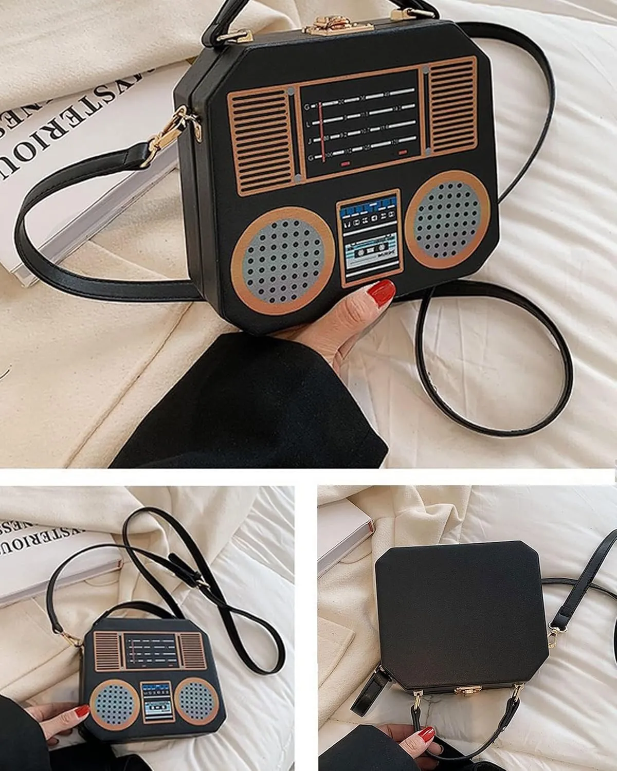 Crystal Inlaid Bling Crossbody Shoulder for Graduation Wedding Party Retro Cassette Evening Clutch Purse