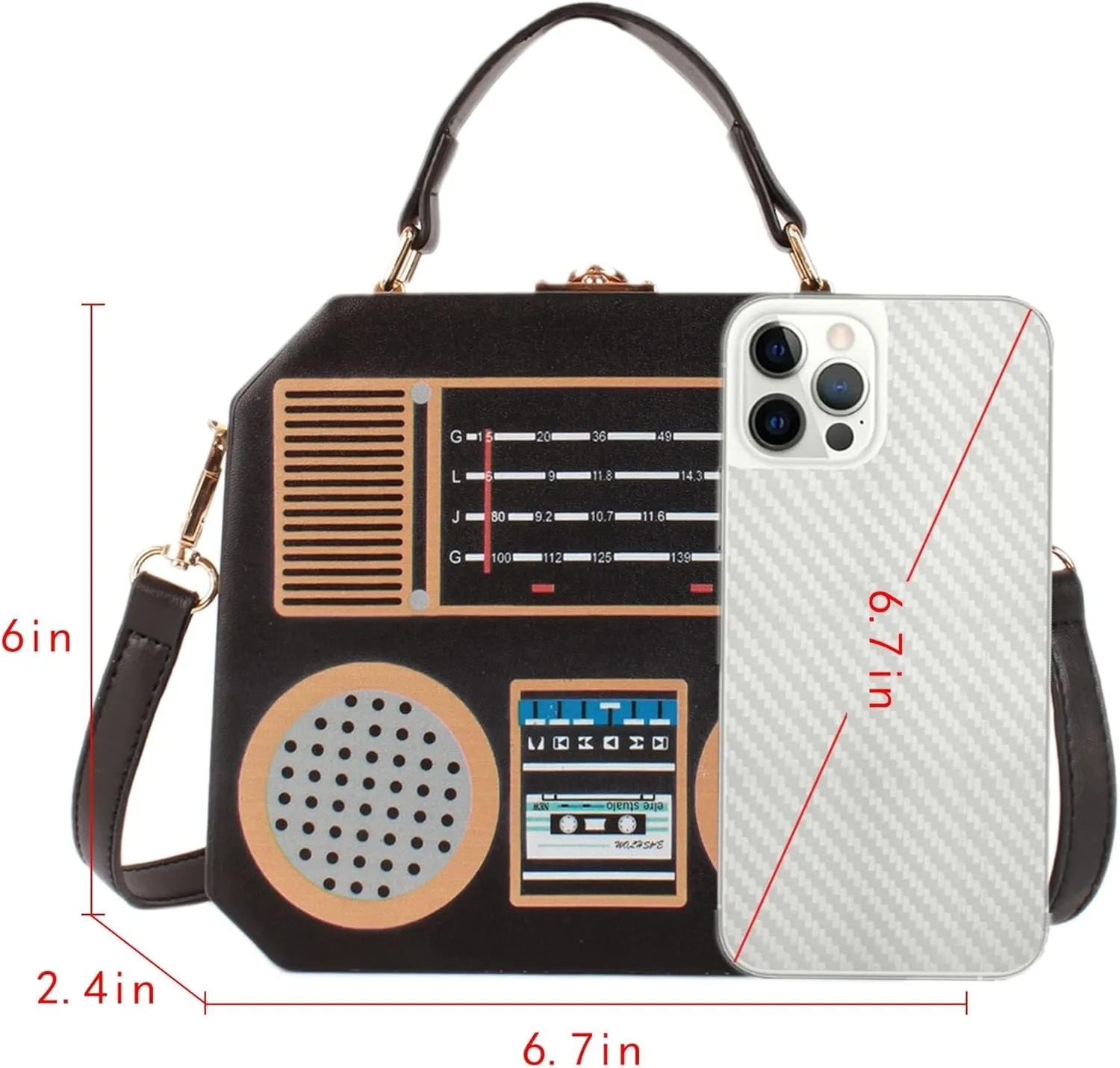 Crystal Inlaid Bling Crossbody Shoulder for Graduation Wedding Party Retro Cassette Evening Clutch Purse