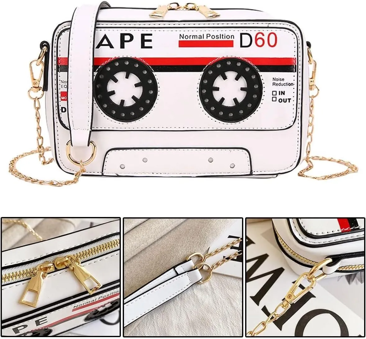 Crystal Inlaid Bling Crossbody Shoulder for Graduation Wedding Party Retro Cassette Evening Clutch Purse