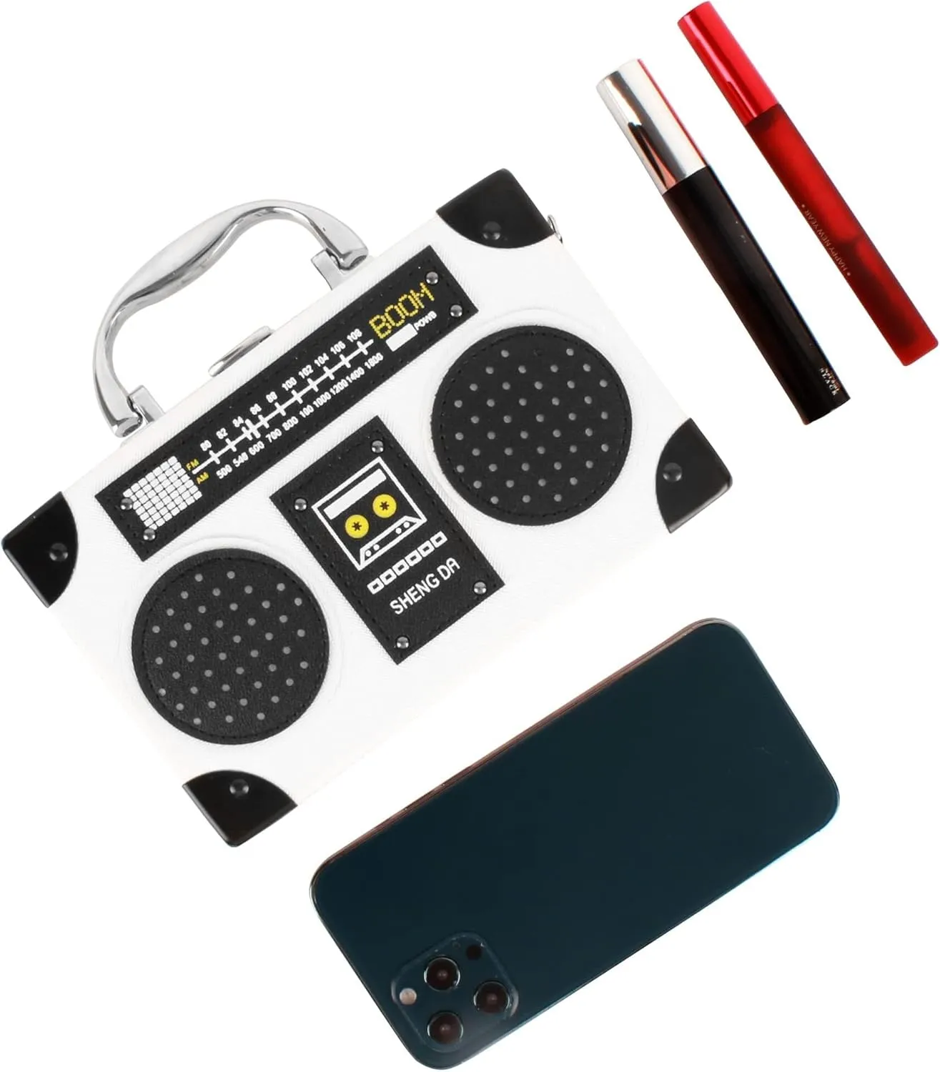Crystal Inlaid Bling Crossbody Shoulder for Graduation Wedding Party Retro Cassette Evening Clutch Purse