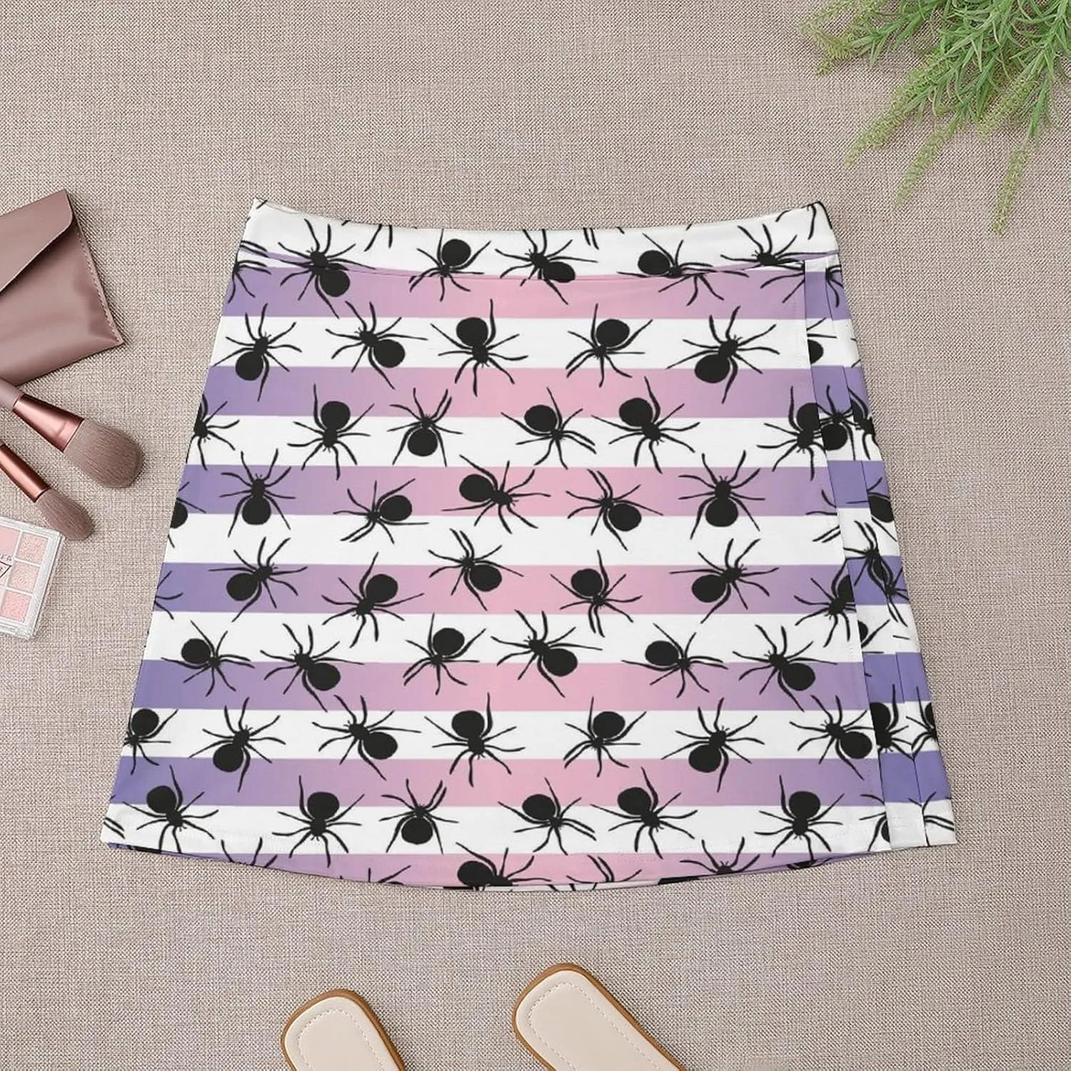 Cute Pink Cowgirl Boot Women's High Waist Stretchy Mini Skirt Elastic Summer Casual Above Knee Basic