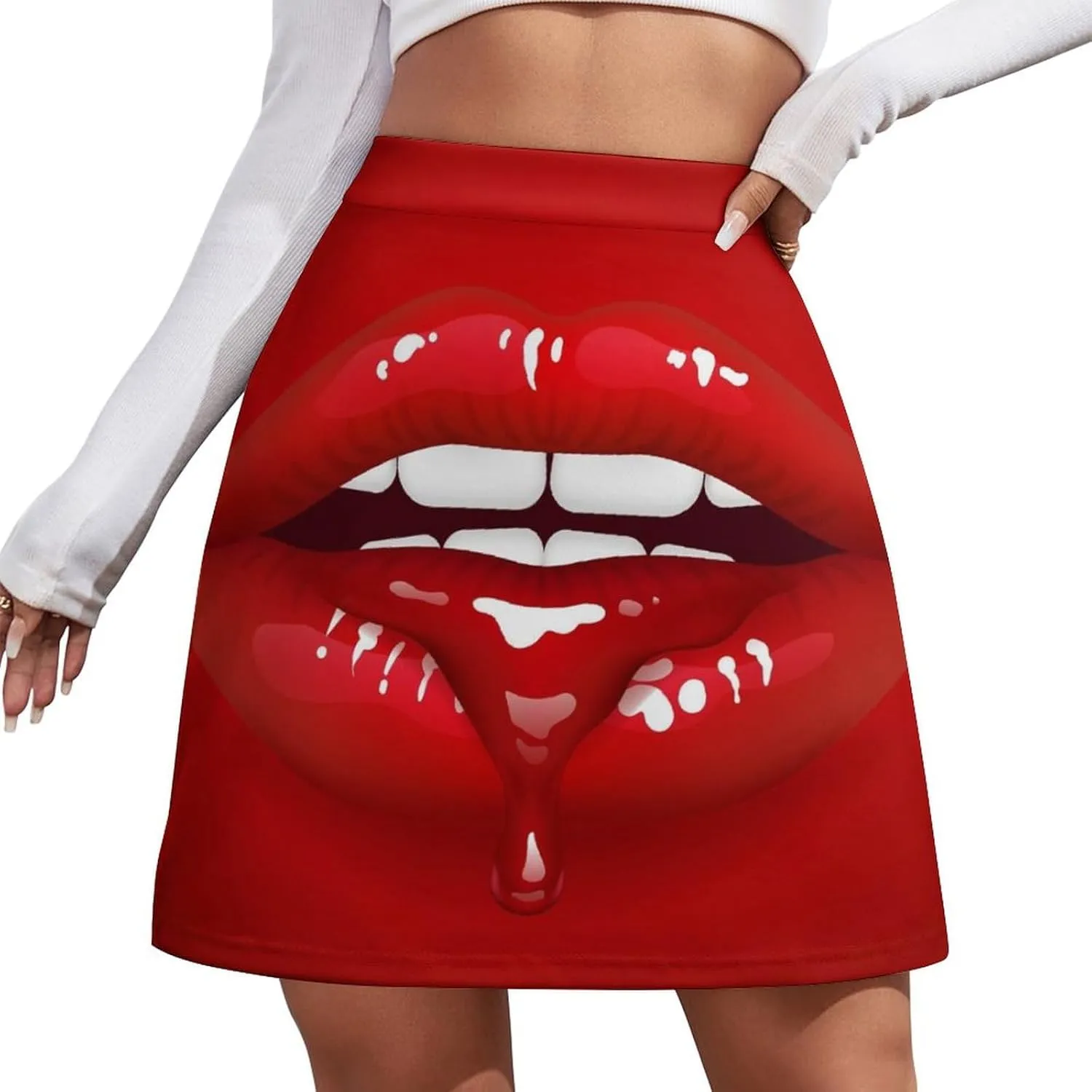 Cute Pink Cowgirl Boot Women's High Waist Stretchy Mini Skirt Elastic Summer Casual Above Knee Basic