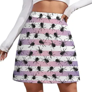 Cute Pink Cowgirl Boot Women's High Waist Stretchy Mini Skirt Elastic Summer Casual Above Knee Basic