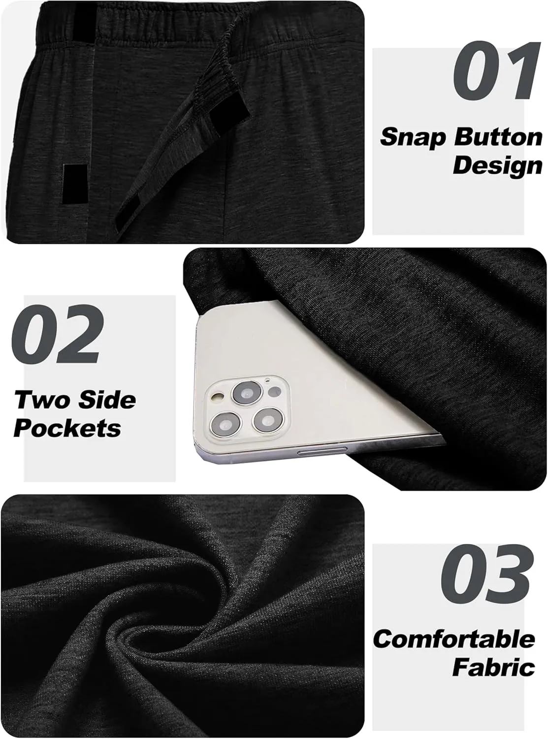 Deyeek Men's Post Surgery Pants Loose Fit Side Snap Tear Away Pants for Men Open Bottom Breakaway Sweatpants with Pockets