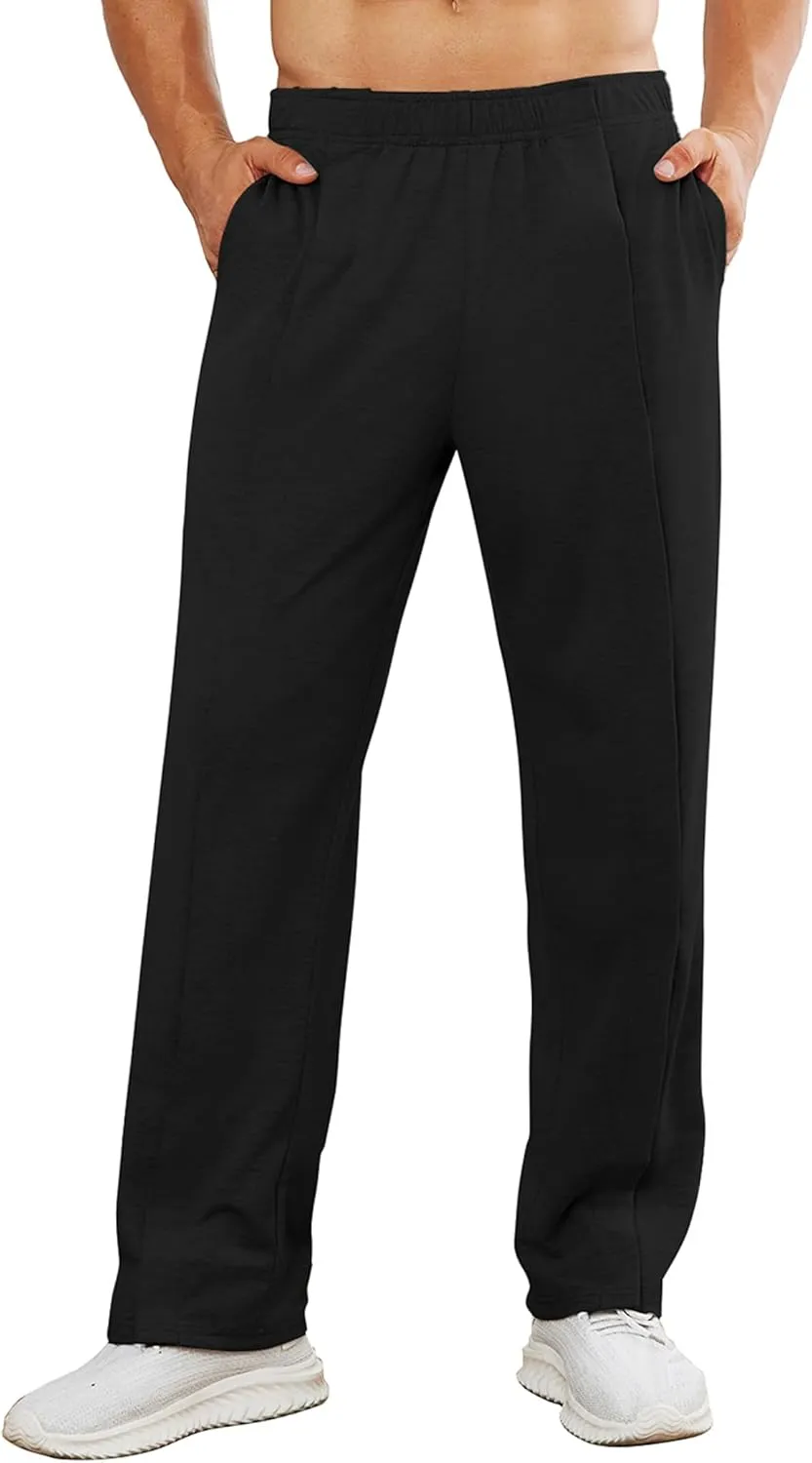Deyeek Men's Post Surgery Pants Loose Fit Side Snap Tear Away Pants for Men Open Bottom Breakaway Sweatpants with Pockets