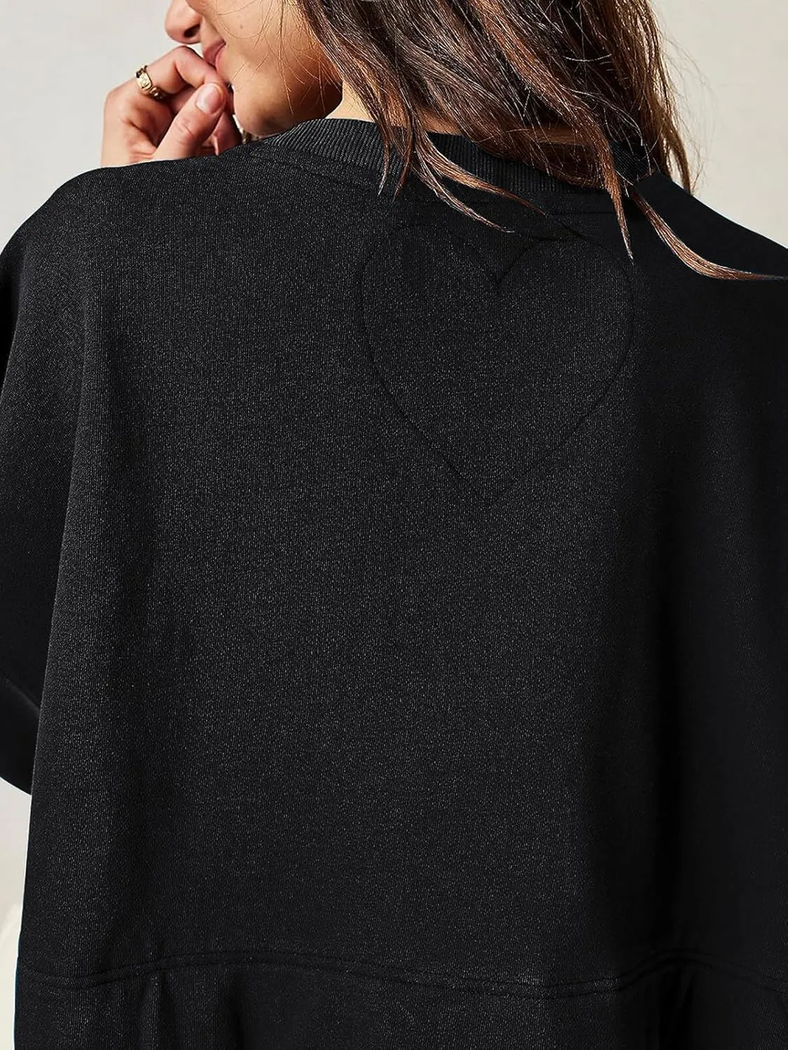 Dokuritu Sweatshirt Dress Women Crew Neck Long Sleeve Patchwork Pullover Tops Flowy Oversized Sweatshirt Mini Dress
