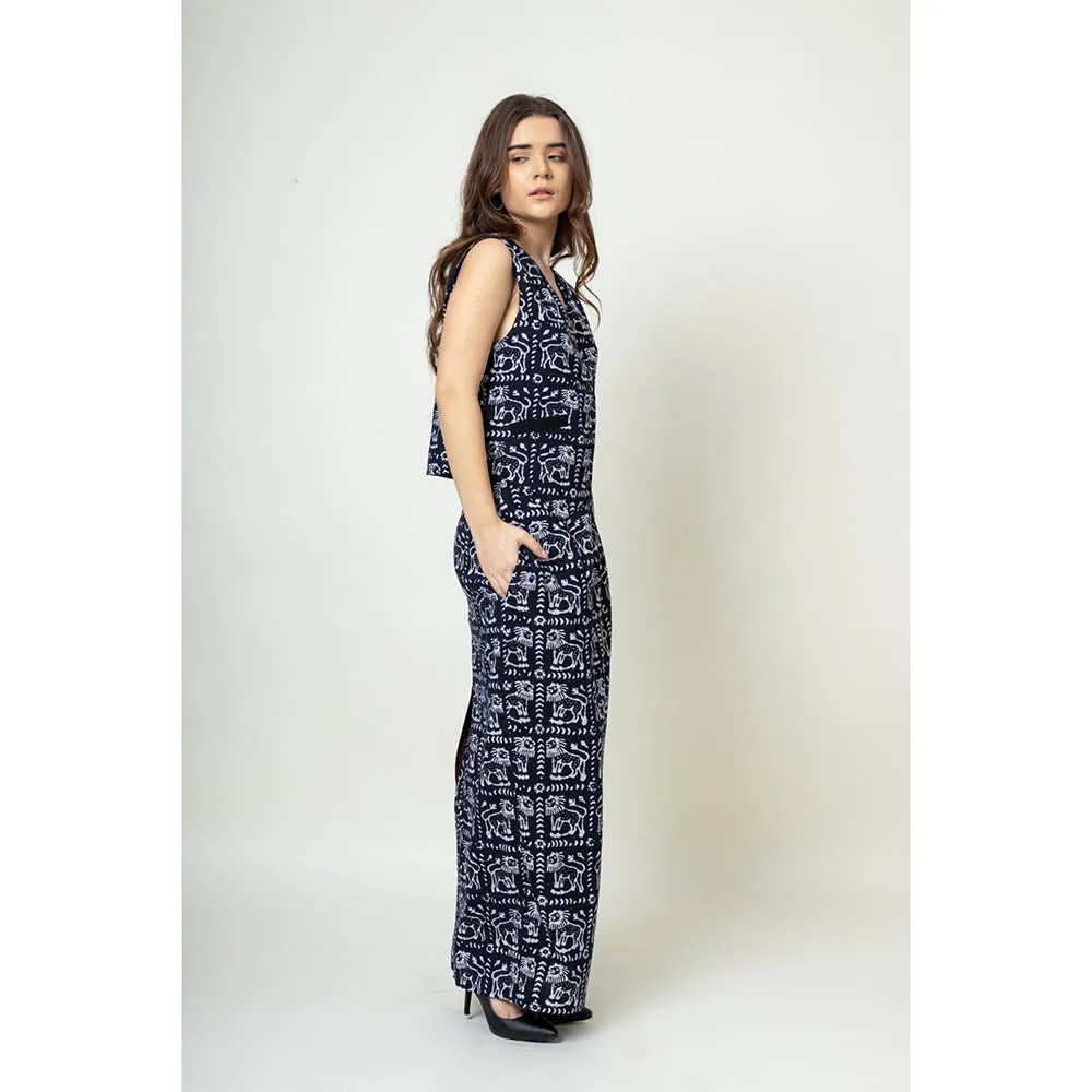 Doodlage Francis Navy Blue Batik Waist Coat