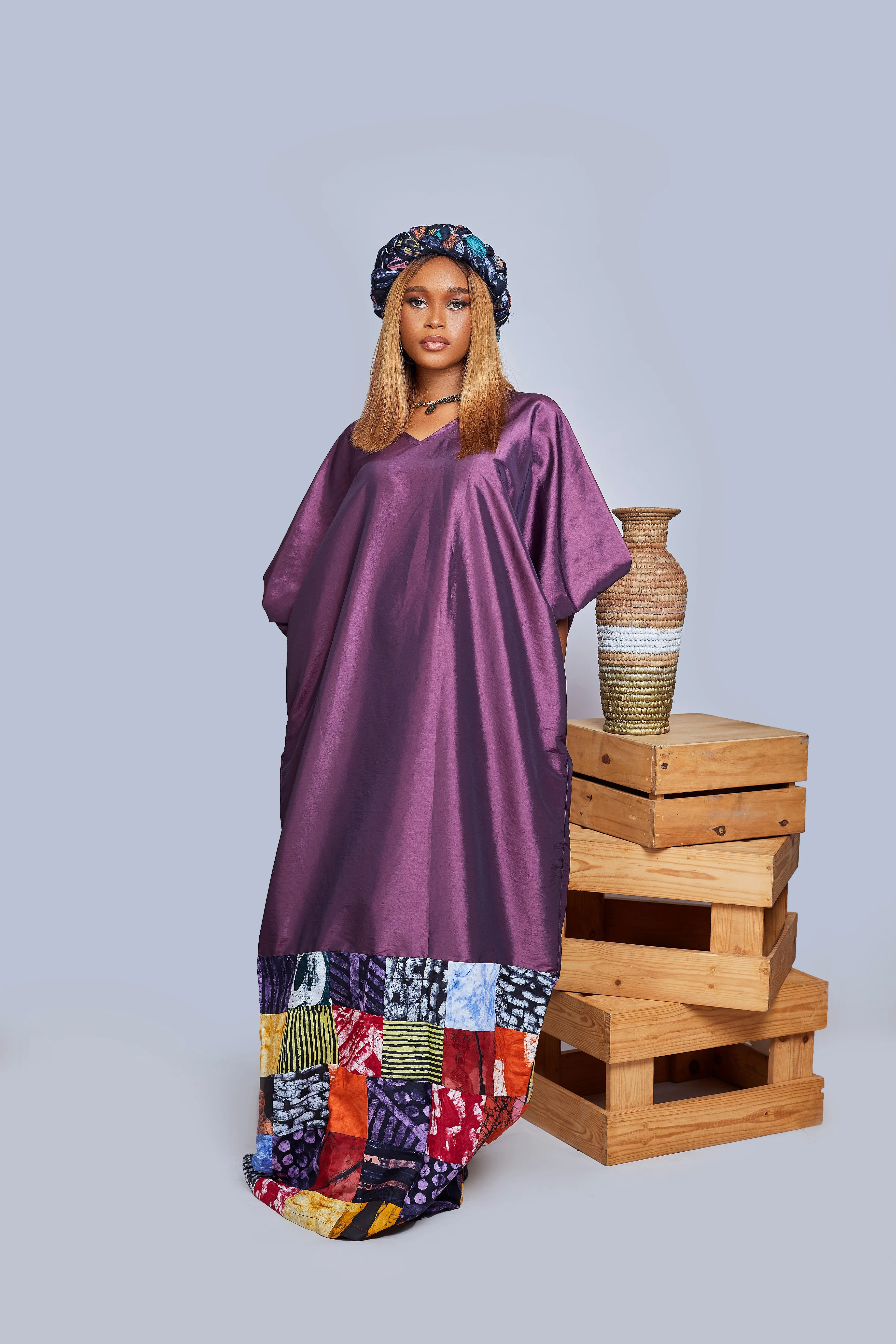 Doris taffeta patch Adire boubou