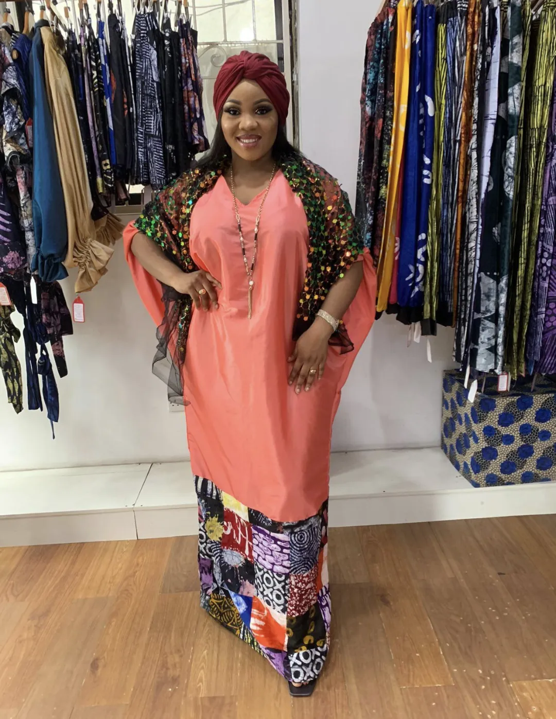 Doris taffeta patch Adire boubou