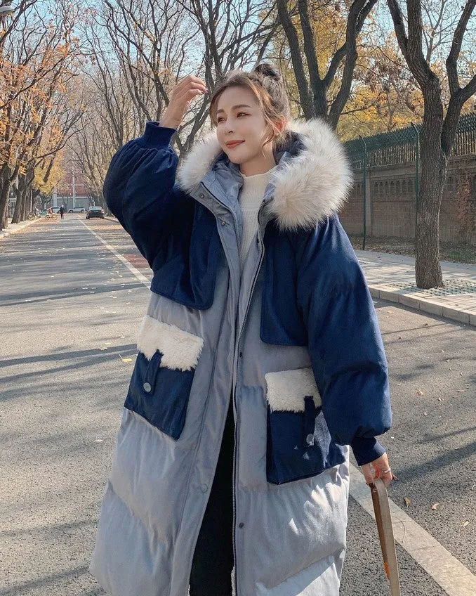 Down Padded Mid-Length Winter Contrast Women's Jacket
