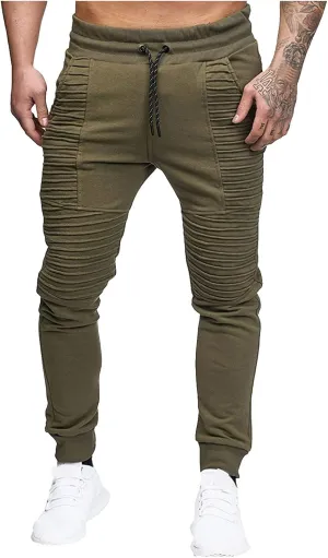 DuDubaby Golf Pants Men's Running Trousers Multi-Pocket Small Feet Slim Tooling Casual Trousers Mens Slim Fit Pants