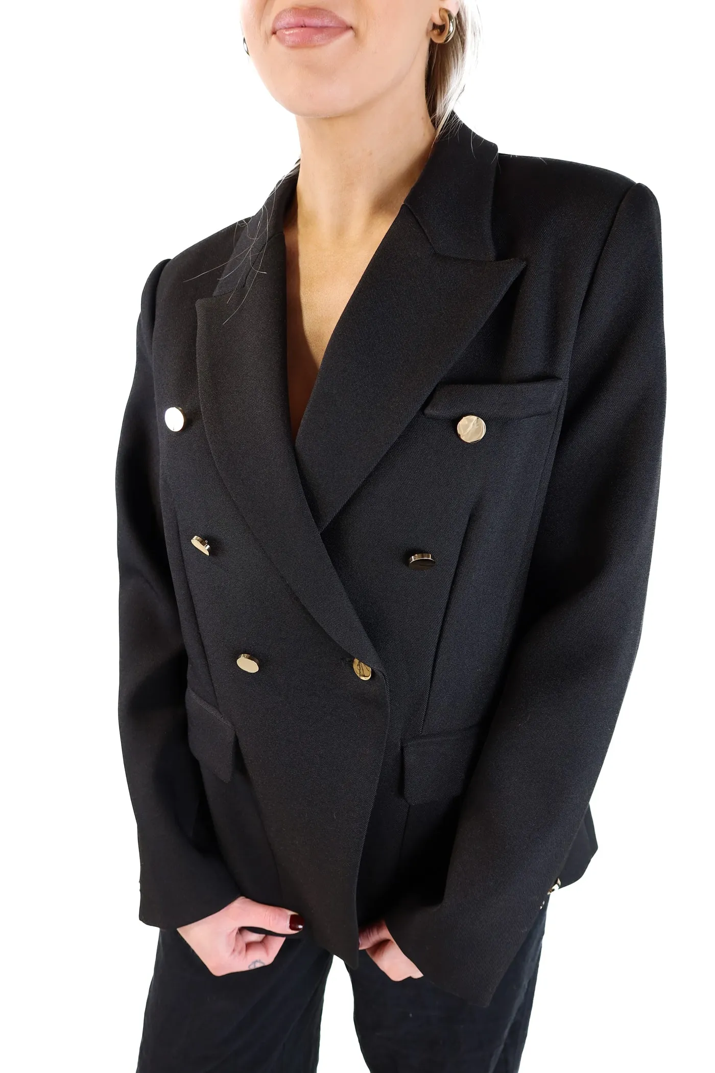 Elliatt Black Double-Breasted Blazer (L; retail $248)