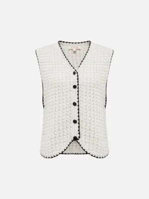 EP YAYING Short Hollow Knitted Vest