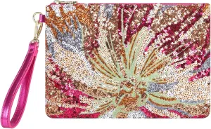 ER.Roulour Summer Straw Bag for Women Floral Embroidery Straw Clutch Purse Woven Wristlet For Beach Party Wedding