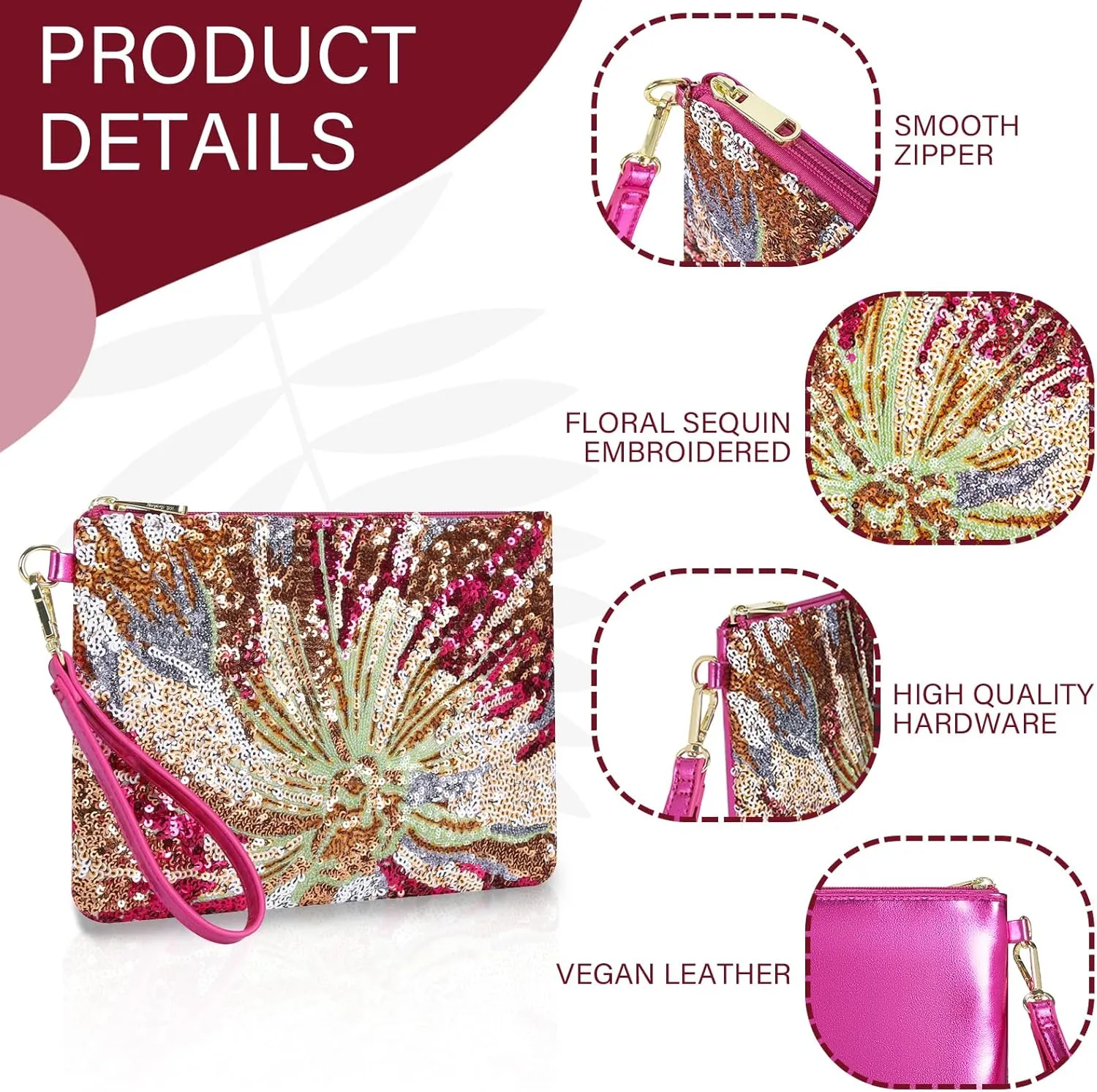 ER.Roulour Summer Straw Bag for Women Floral Embroidery Straw Clutch Purse Woven Wristlet For Beach Party Wedding