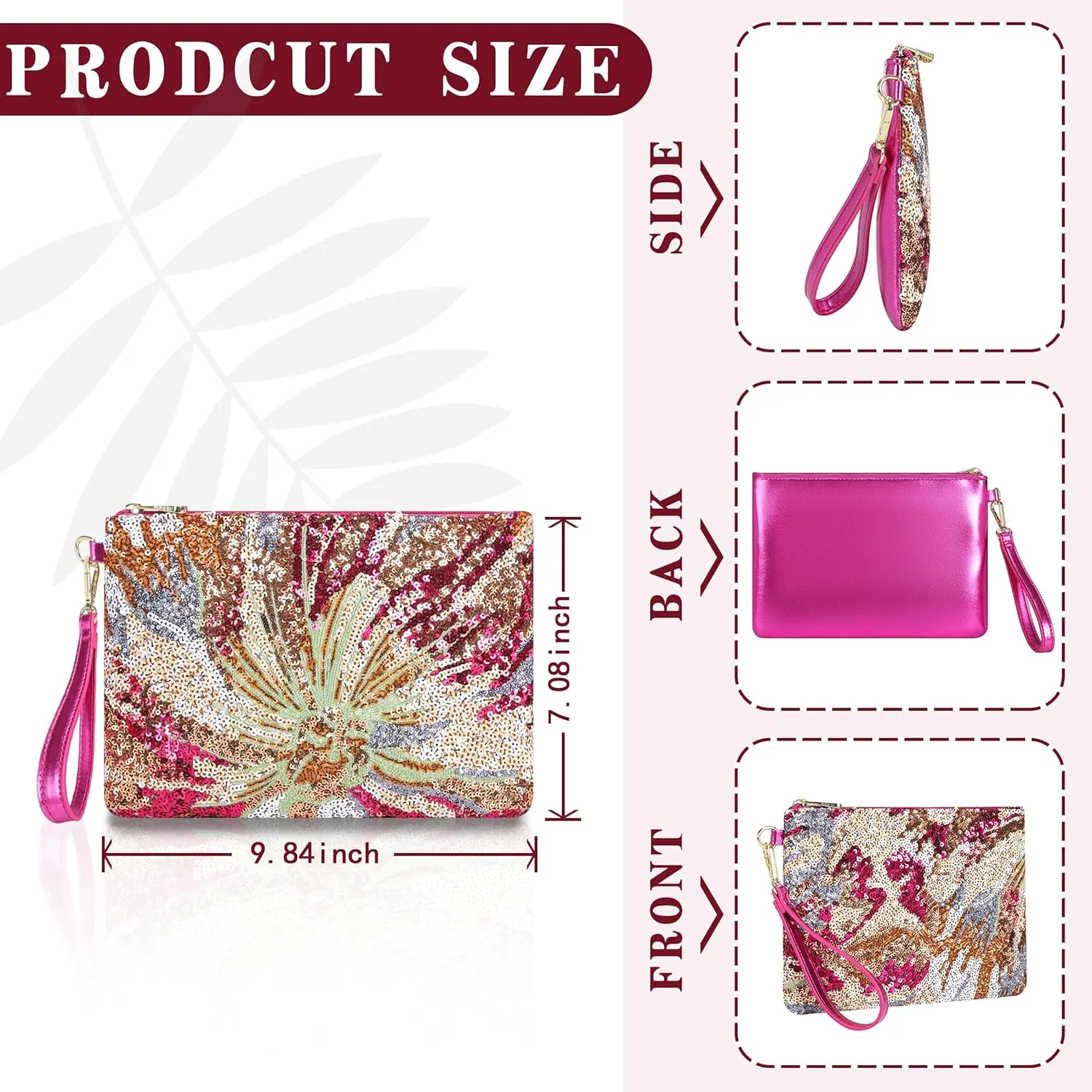 ER.Roulour Summer Straw Bag for Women Floral Embroidery Straw Clutch Purse Woven Wristlet For Beach Party Wedding
