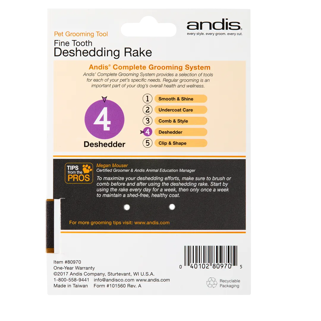 Fine Tooth Deshedding Rake by Andis