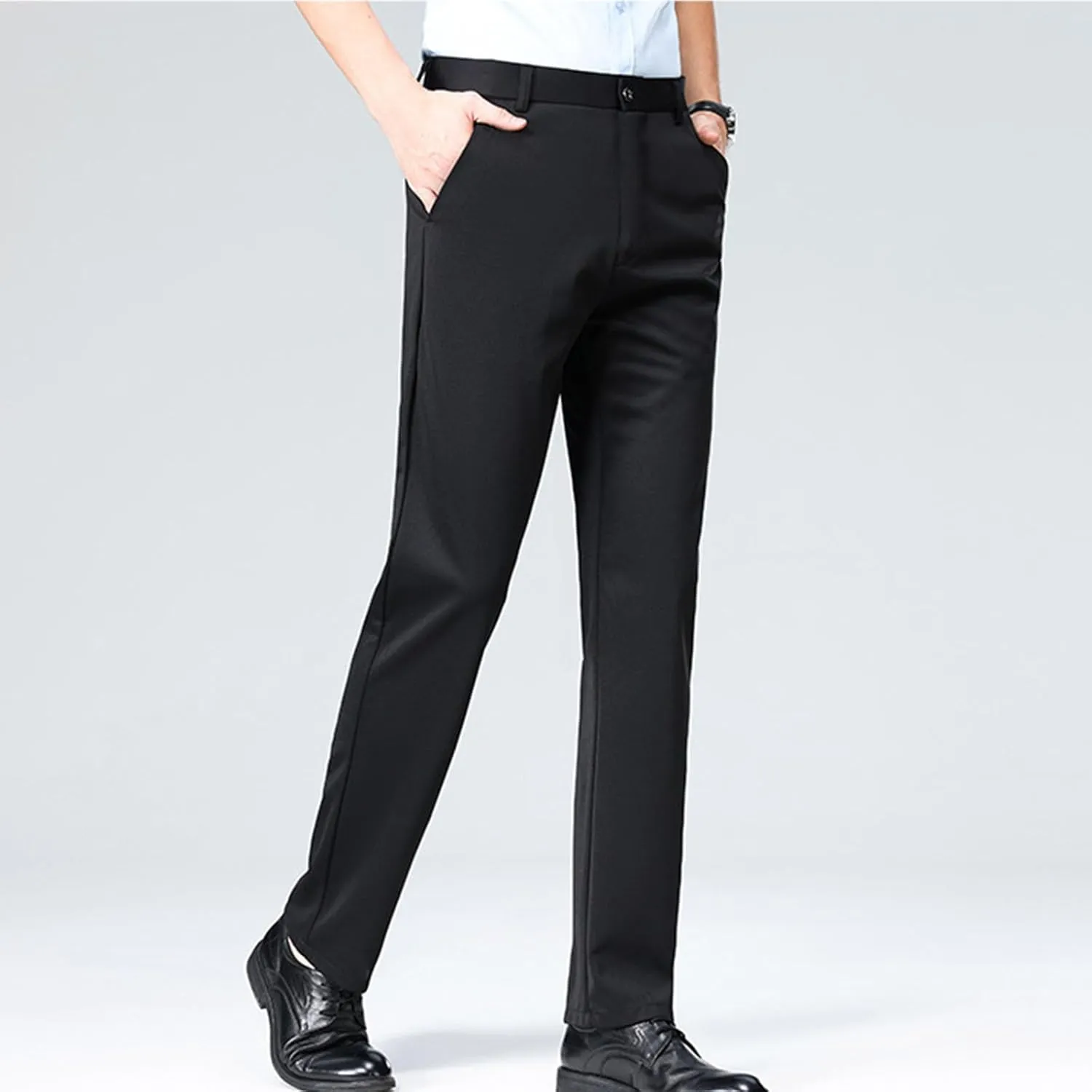 Finelylove Mens Dress Pants Casual Slim Fit Flat Front Formal Pants Wrinkle Free Tapered Trousers Trendy