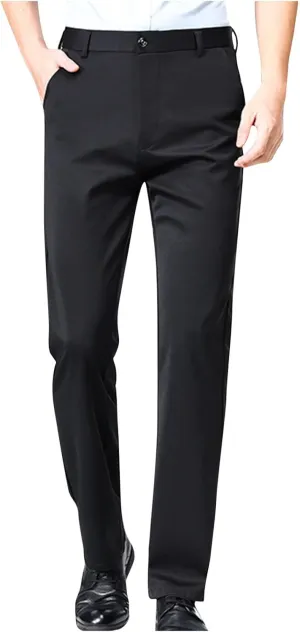 Finelylove Mens Dress Pants Casual Slim Fit Flat Front Formal Pants Wrinkle Free Tapered Trousers Trendy