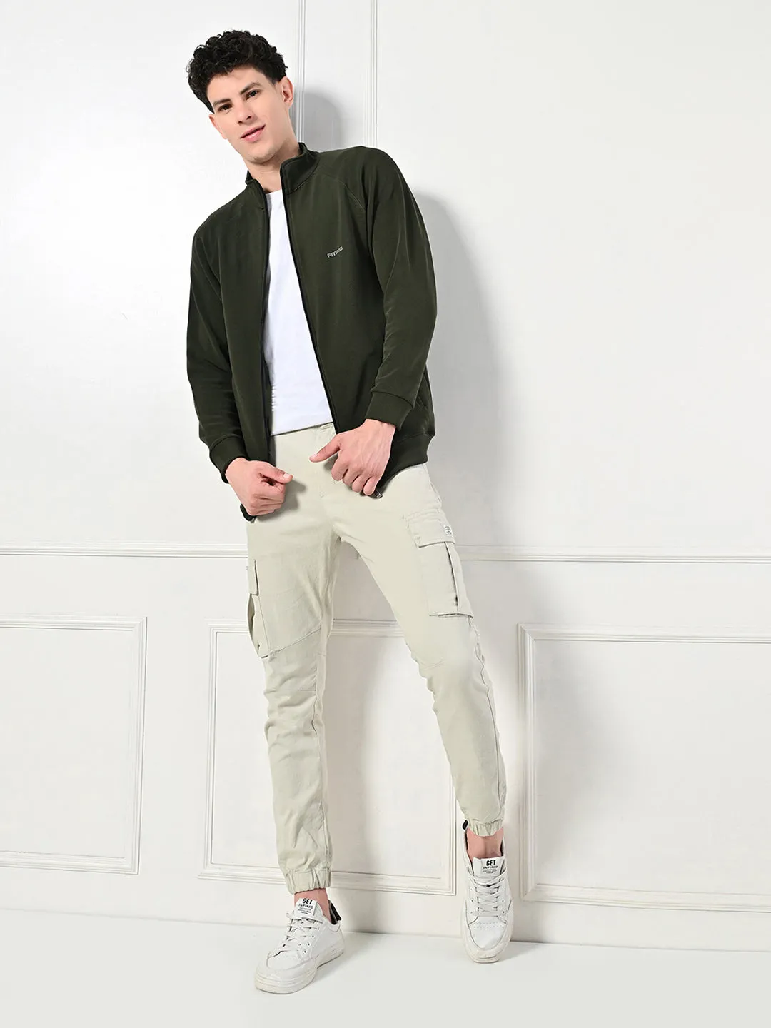 FITINC Stretchable Green Jacket for Men - Gym, Workout, Jogging, Yoga and Sports