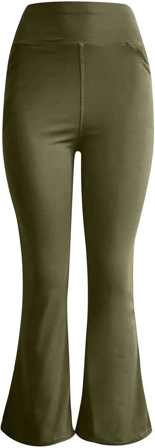 Flare Leggings for Women High Waist Bootcut Yoga Pants with Pockets Casual Wide Leg Pants Tummy Control Work Trousers