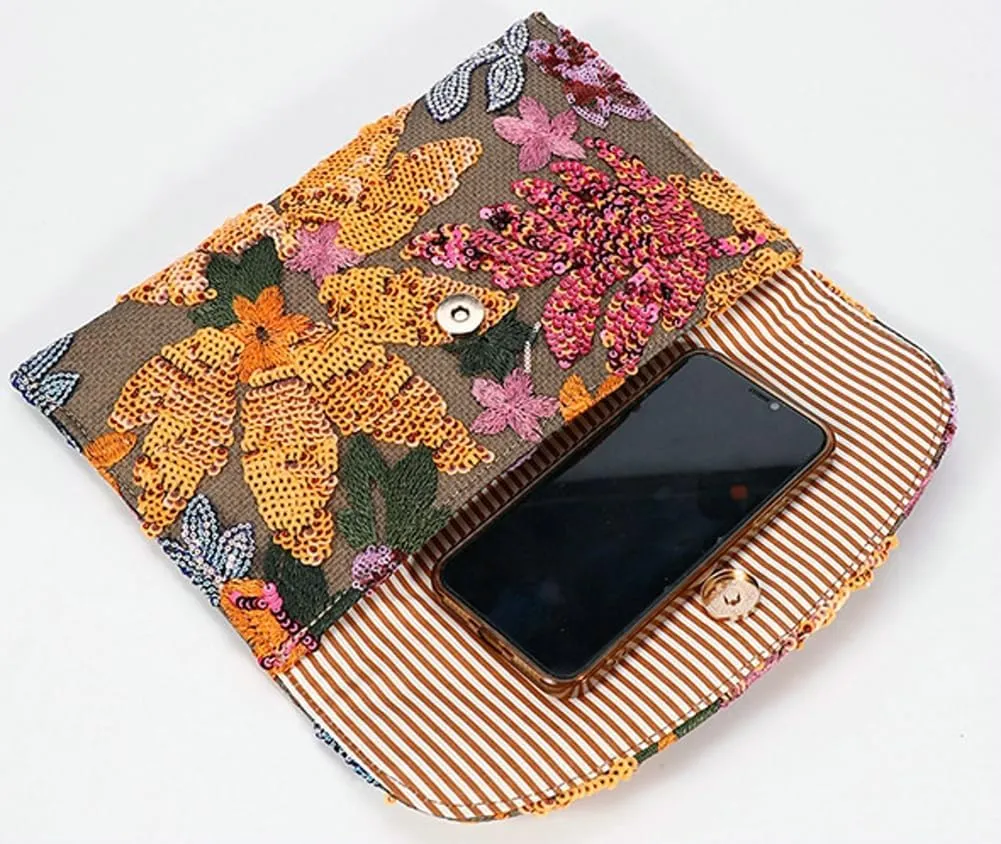 Floral Envelope Tote Bag Sequin Embroidery Straw Clutch Purse Summer Woven Floral Clutch Handbag Boho Straw Evening Handbags