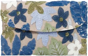 Floral Envelope Tote Bag Sequin Embroidery Straw Clutch Purse Summer Woven Floral Clutch Handbag Boho Straw Evening Handbags