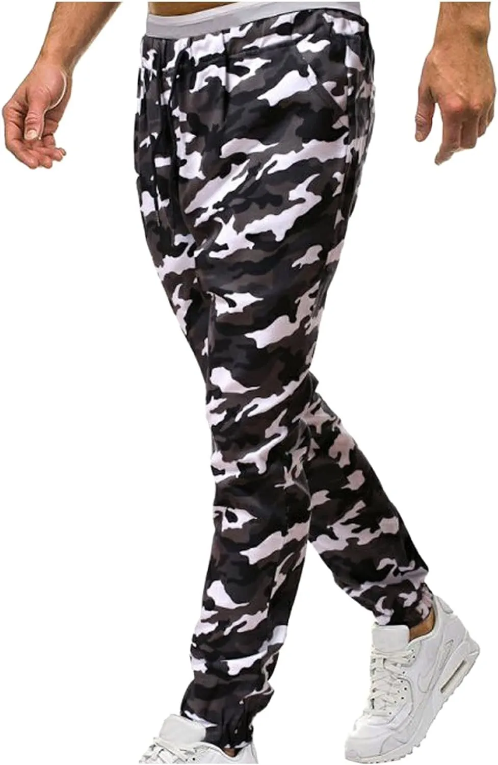 GIERIDUC Mens Cargo Pants Sweatpants Mens Lightweight Cotton Cargo Pants Waist Compression for Men High Waisted Scrub Pants
