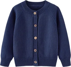 Girls Cardigan Sweater Boys Long Sleeve School Uniforms Toddler Kids Knit Embroidery Button Jacket Outwear Tops
