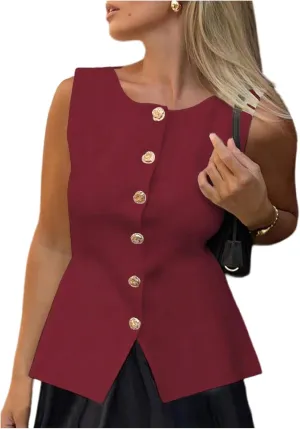 GORGLITTER Women's Sleeveless Metallic Knit Tops Fashion Vest Business Casual Cardigan Western Country Concert Outfits