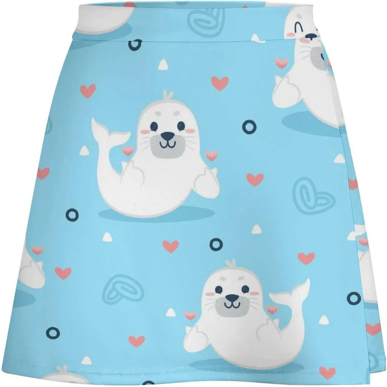 Graffiti Colorful Pattern Double Layer Stretchy Bodycon Short Mini Skirt Slim Fit Pencil Elastic Waistband