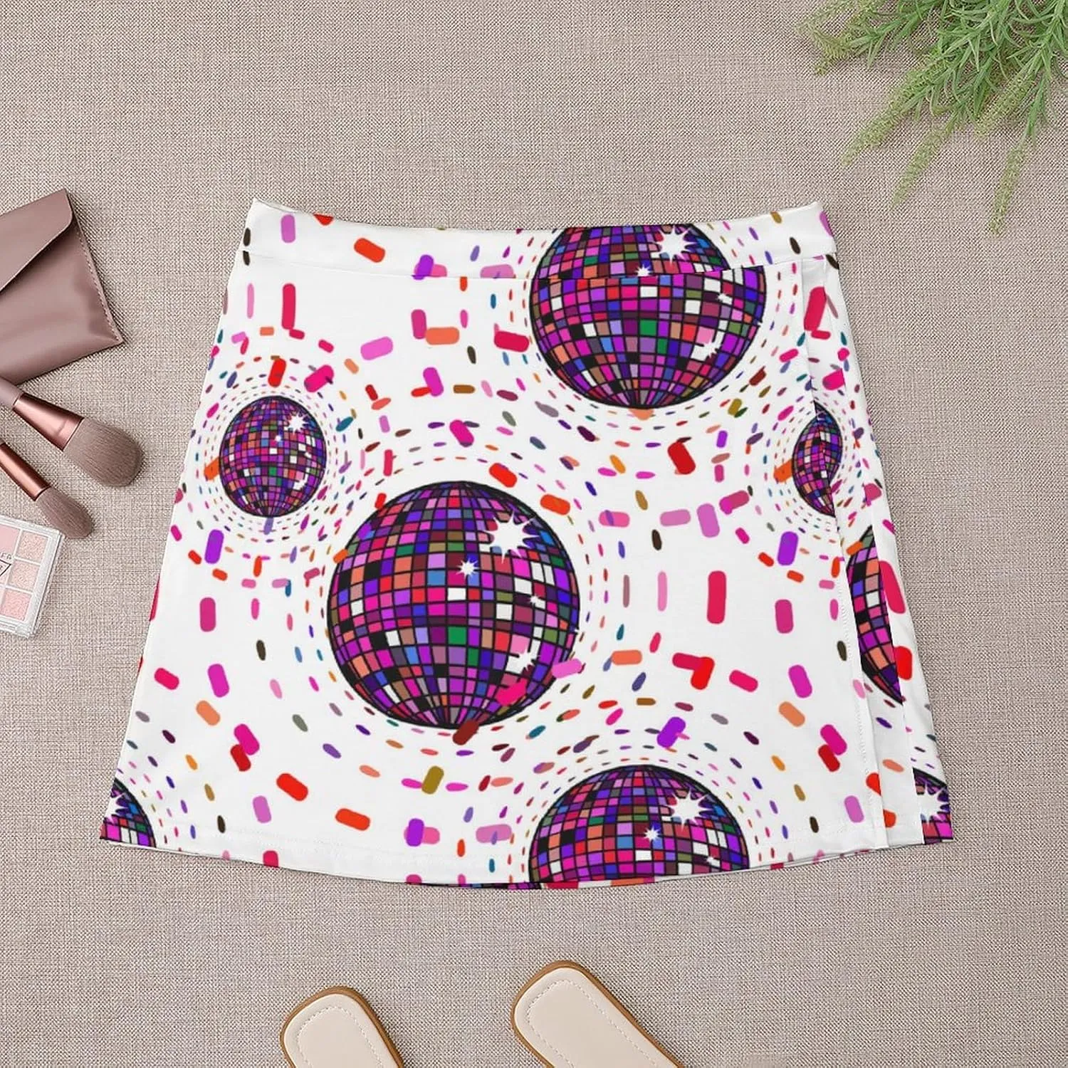 Graffiti Colorful Pattern Double Layer Stretchy Bodycon Short Mini Skirt Slim Fit Pencil Elastic Waistband