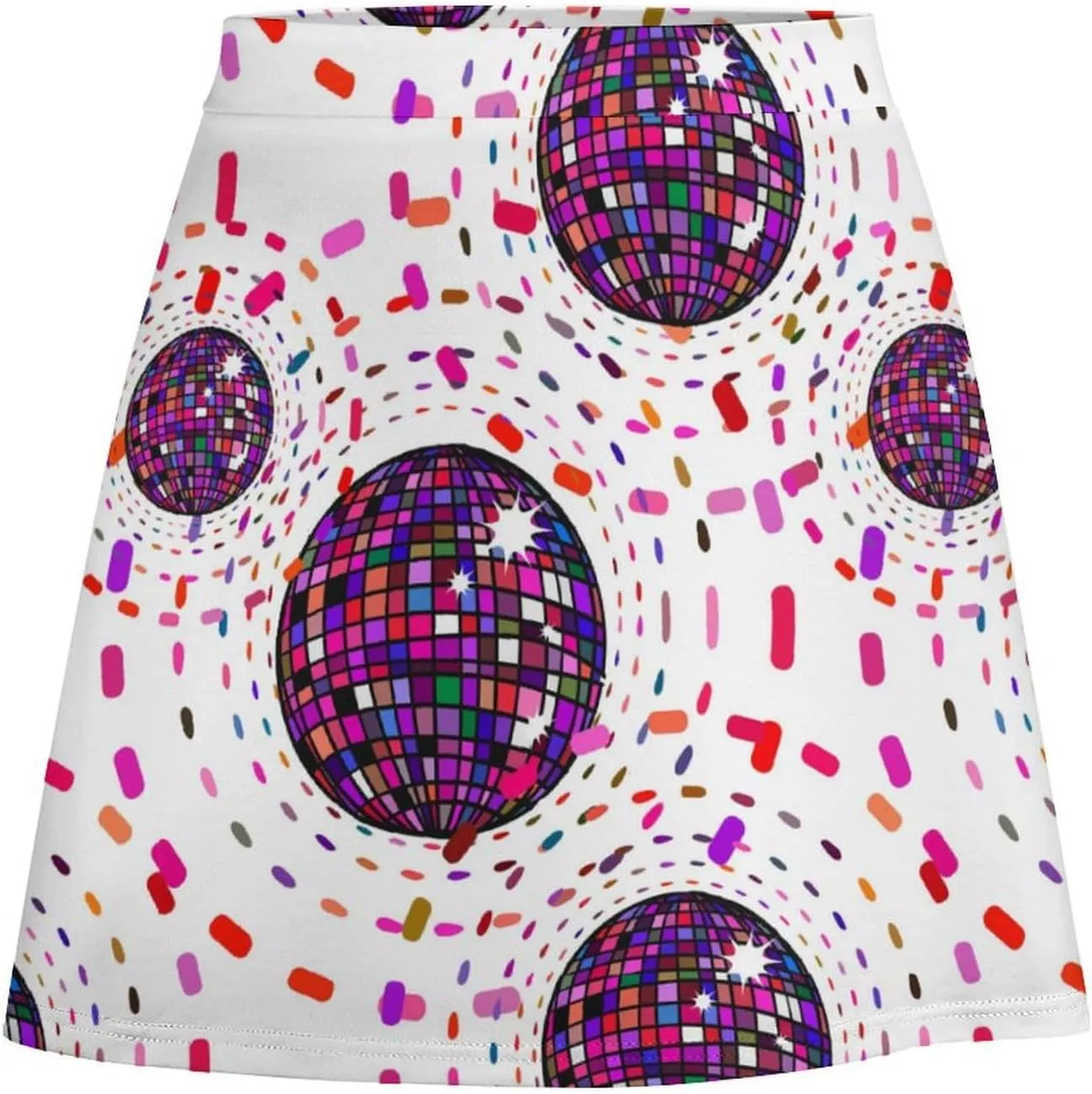 Graffiti Colorful Pattern Double Layer Stretchy Bodycon Short Mini Skirt Slim Fit Pencil Elastic Waistband