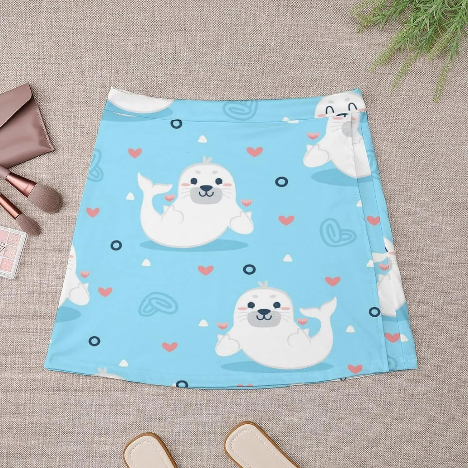 Graffiti Colorful Pattern Double Layer Stretchy Bodycon Short Mini Skirt Slim Fit Pencil Elastic Waistband